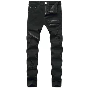 Straight-Leg Ripped Pants