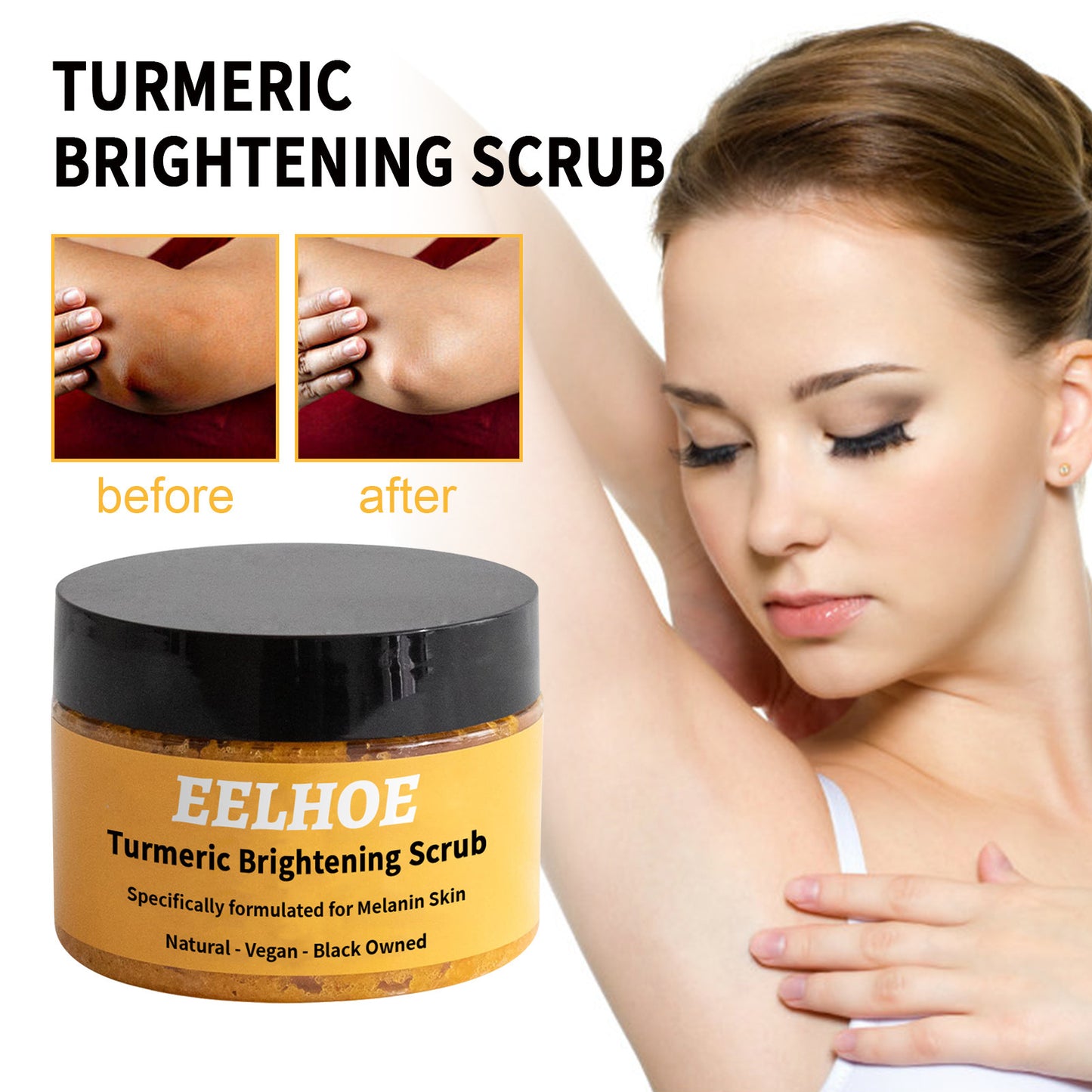 EELHOE Turmeric Body Scrub Cream Skin Cleaning Cutin
