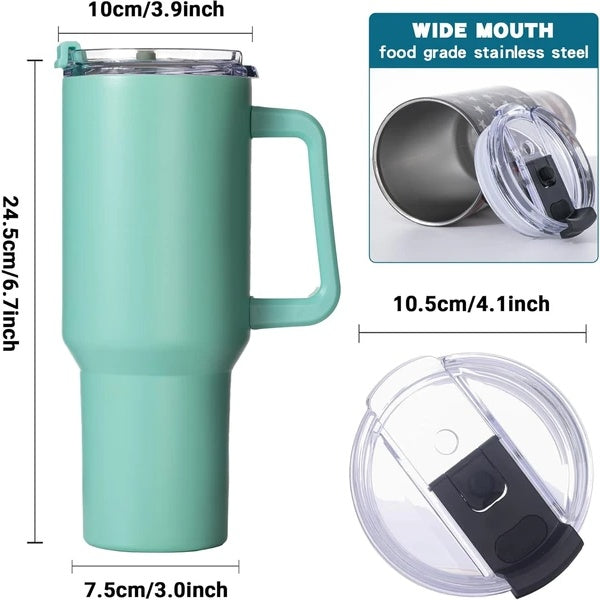 40oz Tumbler With Lid, Starw And Handle, Stainless Steel Vacuum Insulated Water Bottle Travel Mug For Iced Coffee, Hot And Cold Tea