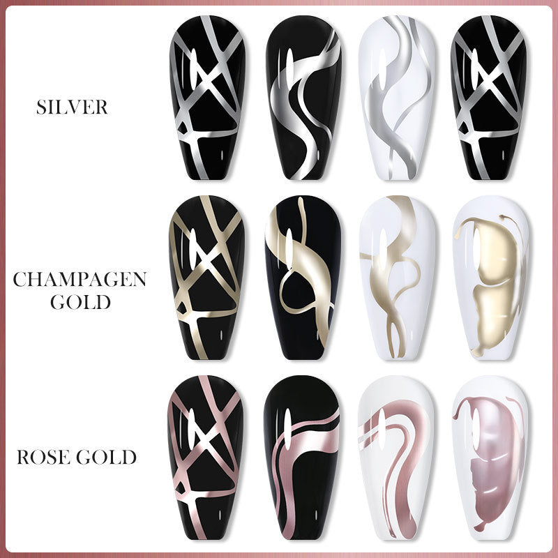 Metal Painted Cable Gel Nail Polish Nail Art Cable Adhesive Hoy Side Silver Phototherapy Metalic Glue