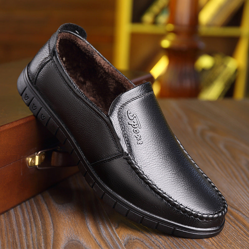 Breathable Hollow Hole Sandals Cowhide Middle-aged And Elderly Genuine Leather Soft Bottom Leather Shoes