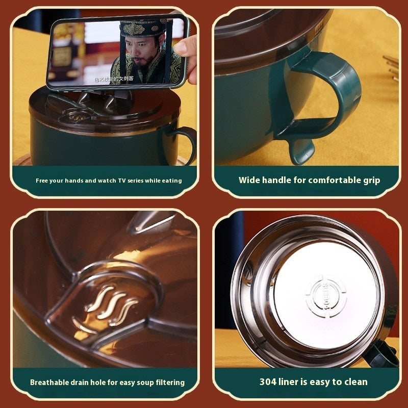 Cross-border 304 Stainless Steel Bubble Creative Student With Cover Water Filter Noodle Bowl