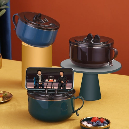 Cross-border 304 Stainless Steel Bubble Creative Student With Cover Water Filter Noodle Bowl