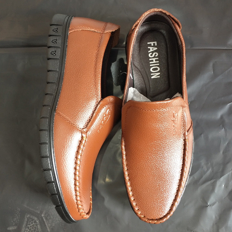 Breathable Hollow Hole Sandals Cowhide Middle-aged And Elderly Genuine Leather Soft Bottom Leather Shoes