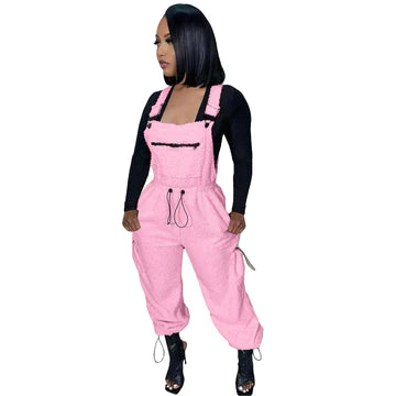 Plush Loose Drawstring Jumpsuit