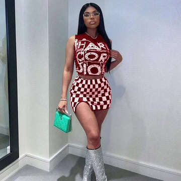 Square Plaid Vest 2PC Set