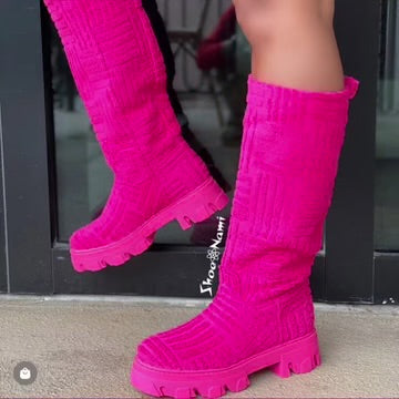 Chunky Heal Thermal Cotton Boots