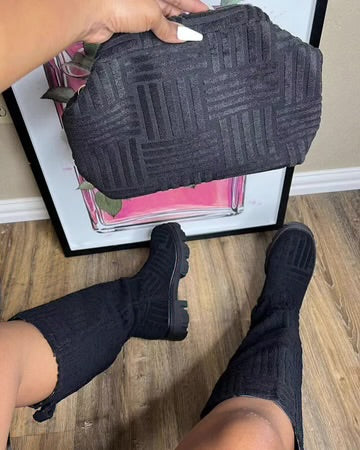 Chunky Heal Thermal Cotton Boots