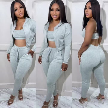 3PC Sweater Lycra Hooded Sport Set