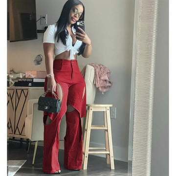 Cotton Dough Twist Hollow Casual Pants