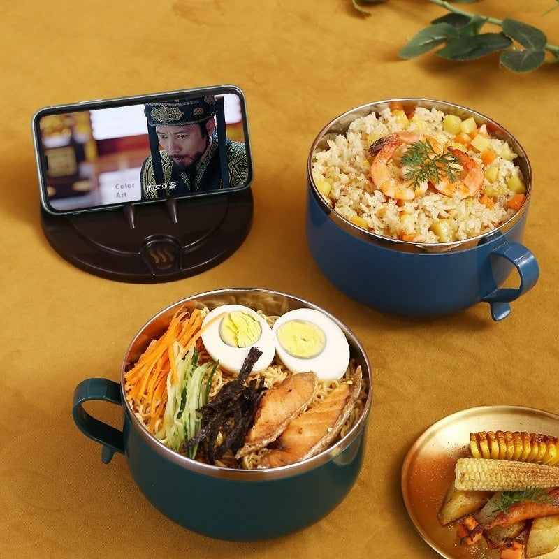 Cross-border 304 Stainless Steel Bubble Creative Student With Cover Water Filter Noodle Bowl