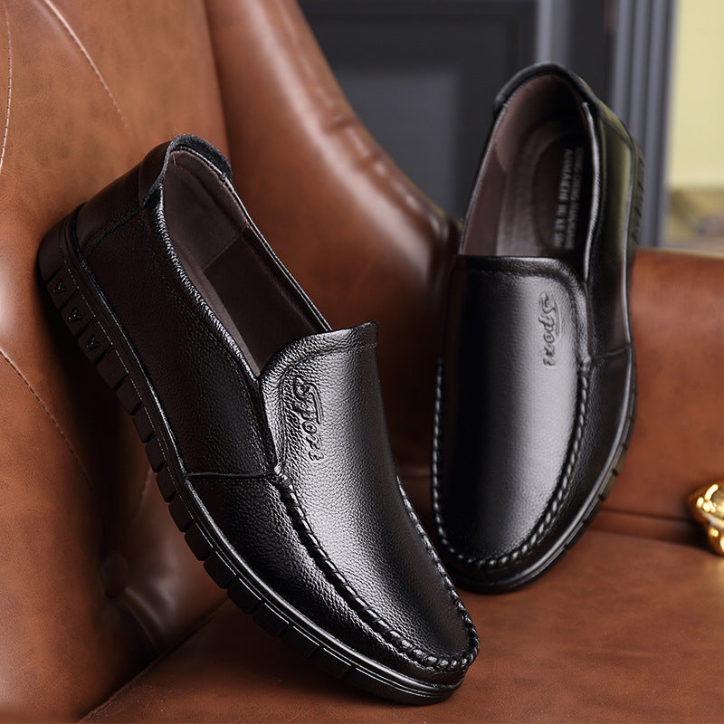 Breathable Hollow Hole Sandals Cowhide Middle-aged And Elderly Genuine Leather Soft Bottom Leather Shoes