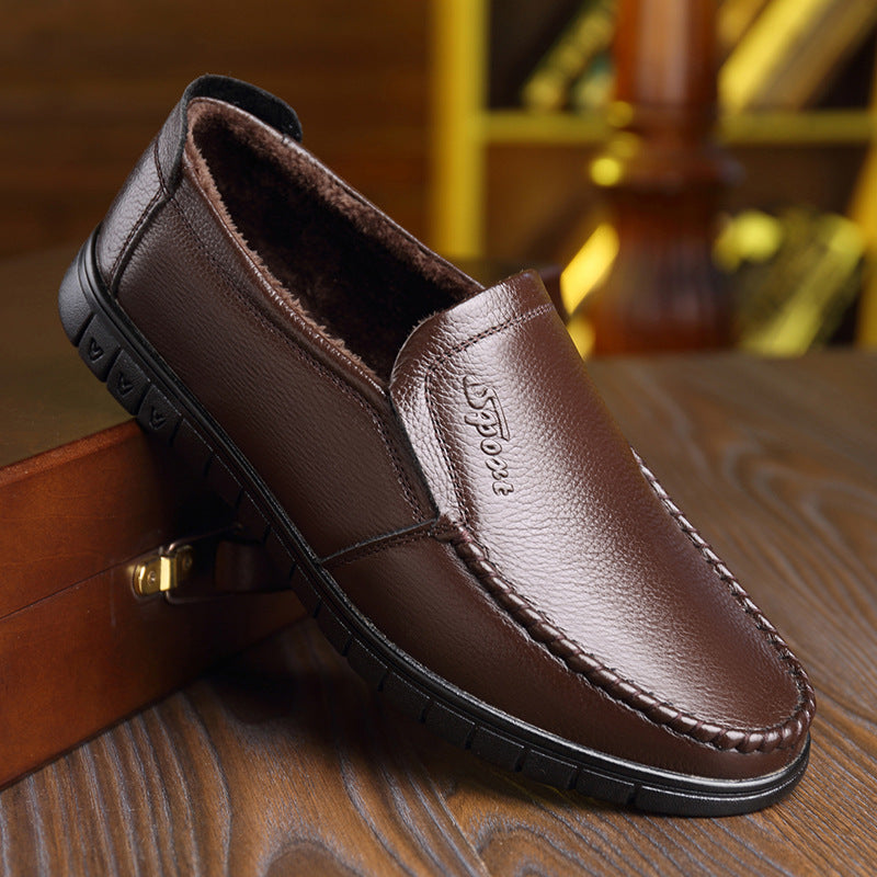 Breathable Hollow Hole Sandals Cowhide Middle-aged And Elderly Genuine Leather Soft Bottom Leather Shoes